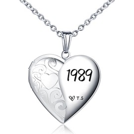 SHBOAZED Love Heart Locket Necklace for Women Photo Locket Hold Pictures Jewelry Birthday Gifts 1