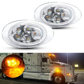 Xotic Tech 2pcs Clear Lens Front Cab Side Marker Turn Signal Parking Clearance Light Lamps OE Fit Compatible with Freightliner Cascadia 2008-2017 (Amber 5-2835-SMD)