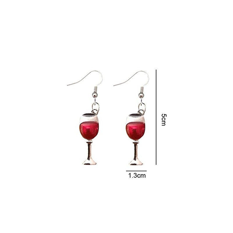 Dainty Red Wine Glass Dangle Earrings Tall cup Red Wine