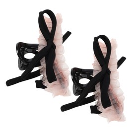 Gatuida 2pcs Lightweight Mesh Bowknot Hair Claw Clips for Women Soft Tulle Fabric Firm Hold for Thick Ponytails Comfortable Barrettes for Spring and Summer Hairstyles