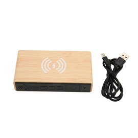 Wooden Digital Alarm Clock with Wireless Charging 3 Level Dimmer Wood LED Digital Clock