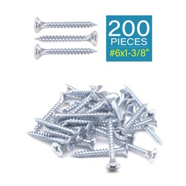 IMScrews #6 x 1-3/8" Drywall Screws – 200 Pcs Zinc Coated Flat Head Phillips Wood Screws, Fine Thread, Sharp Point, 1022A Carbon Steel
