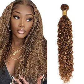 Lakaisa Water Wave Human Hair Bundles P427 Highlight Blonde Human Hair Extensions Human Hair Real Hair Weft Extensions Sew-in Hair Single Bundle Real Hair Low Shedding for Woman 22 Inches