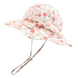 Zsedrut Baby Girl Sun Hats Wide Brim Toddler Floppy Bucket Hat Sun Protection Cap Spring Summer Beach Hat 0-4Years (A-Cherry, 3-6 Months)