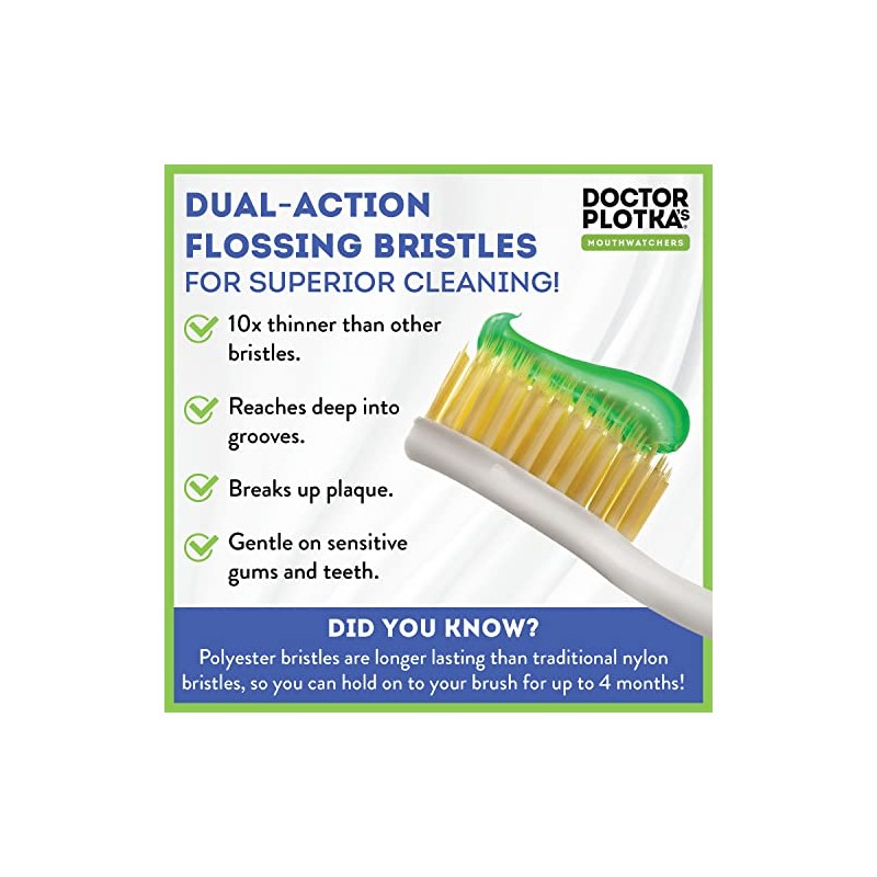 Mouthwatchers Floss Cerdas Plateadas Cepillo de Dientes para Adulto, 2