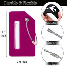 7 Pack Silicone Luggage Tag Travel Suitcase Tags with Name ID Card Perfect to Quickly Spot Baggage Handbag (Colorful