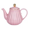 Jusalpha Pink Porcelain Teapot, Ceramic Teapot with Removable Stainless Steel