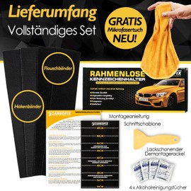 CARSOFIX© Kennzeichenhalter rahmenlos mit bombenfestem Halt - Nummernschildhalterung für jedes Auto - unsichtbare Nummernschildhalter mit Klett – extrem stark und wetterfest