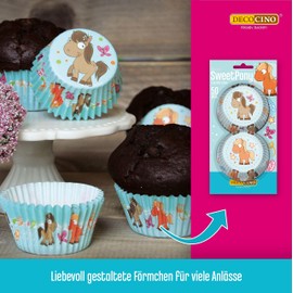 DECOCINO Muffin Cases Pony (Pack of 50) Muffin Decoration Cupcake Decoration Pony Decoration - Cupcake Cases Decoration & Horse Decoration for Children's Birthdays