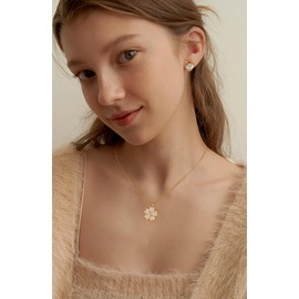 CLASSYZINT Gold Heart Necklace and Earring Set Heart Stud Earrings Flower Pendant Necklace Love Heart Bridesmaid Jewelry Set Wedding Jewelry Mother's Day Gifts