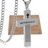 Matthew 6 9-13 Silver Bible Verse Cross Necklace For Men