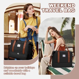 WEPLAN for Easyjet Airlines Underseat Cabin Bag 45x36x20 Travel Duffel Bag Women Men Weekend Overnight Bags Flight Holdall Carry on Hand Luggage Sport Gym Bags Mum Hospital Maternity,Black Brown L