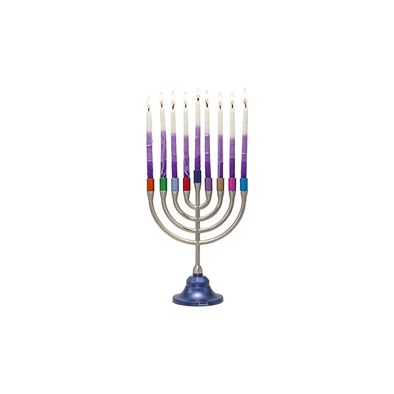 Yair Emanuel Hanukkah Menorah Candle Holder 9 Branch Classic Minimal