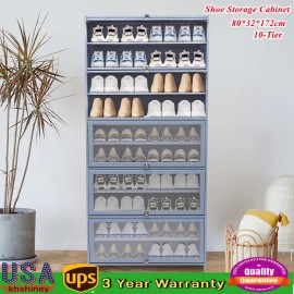 10 Tier Shoe Storage Cabinet Foyer Porch Free Standing Shoes Shelf Organizer New