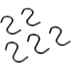 Gedotec S-Hooks Black for Kitchen Utensils - Cloths - Clothes | Universal Hooks for 16 mm Tube Diameter | Metal Hooks for Clothes Cupboard | Pack of 5 - Clothes Hooks for Hanging Rail