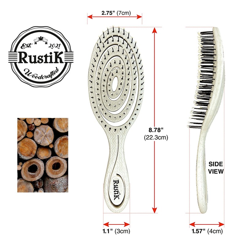 Soft Pin Flex Hair Brush by RustiK, Organic Detangling Wet