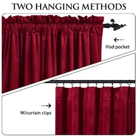 StangH Thick Velvet Curtains 96-inch - Heavy-Duty Large Window Velvet Drapes Room Darkening Privacy Enhancing Panels for Home Theatre/Film Room/Stage, Red, 52 x 96 inches, 2 Pcs