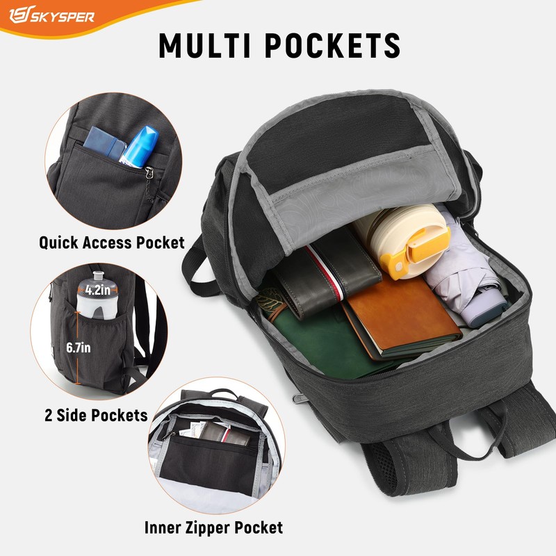 SKYSPER Anti Theft Hiking Backpack, 18L RFID Packable Travel Daypack,