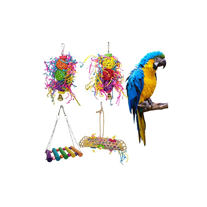 Balacoo 4piezas Juguete Colgante para Pájaros De De Ratán Juguete