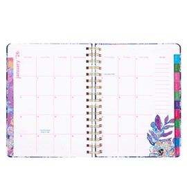 Lilly Pulitzer Large Monthly Planner August 2025 - December 2026, Monthly Agenda & Calendar, Stickers, Pockets, & Spiral Binding (Sapphire Pool Barefoot Beachcomber)