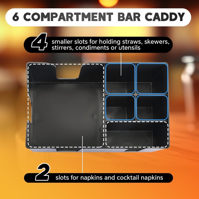weyleity Bar Caddy with 6 Compartments | Heavy Duty Refillable