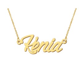 Aoloshow Kenia Dainty Name Necklace 18k Gold Plated Layered Choker Name Necklace Stainless Steel Womens Jewelry for Birthday