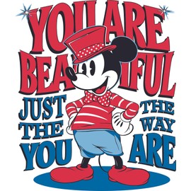 Children Beautiful Just The Way You are Cute Quote Wall Decal Decoration Cute Minnie Pluto Cartoon Character Cool Cute Kids Cartoon Lasts Years and Easily Removable - Size: 8 in(W) x 10 in(H)