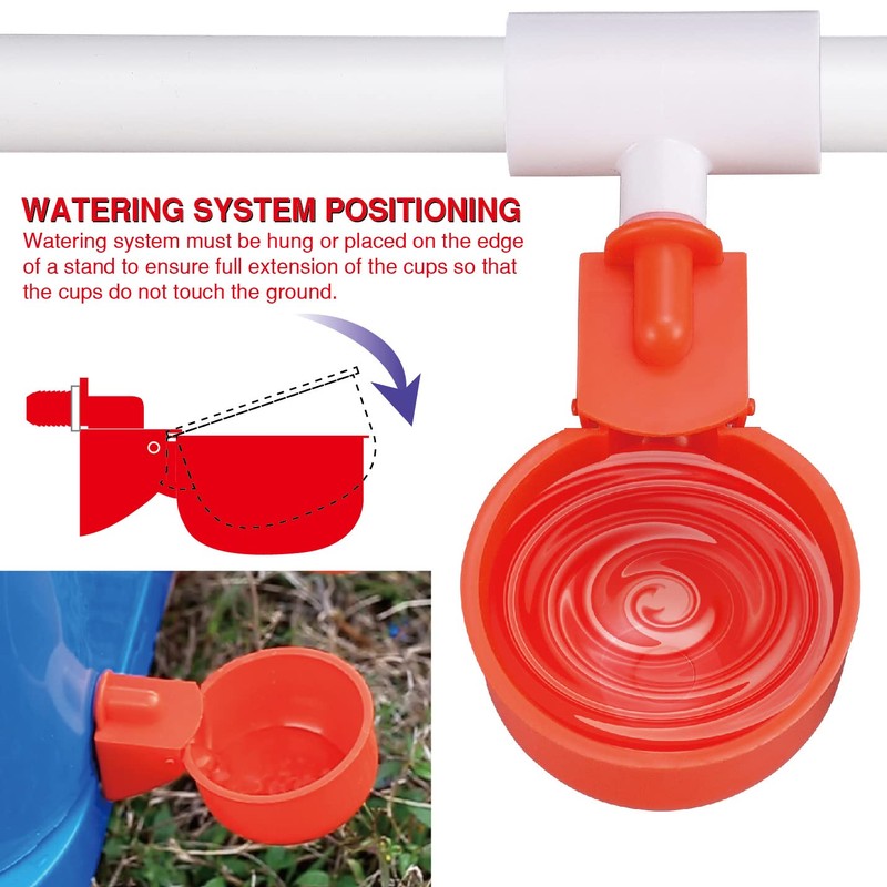 [12 Pack] Chicken Water Cups with PVC Tee,Chicken Water Nipples,Automatic