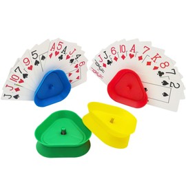 CAWKAY Hands Free Playing Card Holder Card Game Holder Triangle Card Holder for Poker Blackjack Millionaires Adults Seniors (Set of 4 Colors)