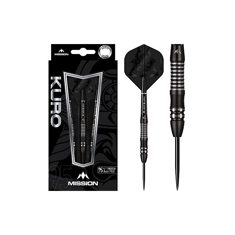 Mission Kuro Darts |95% Tungsten Steel Tip Darts Set |