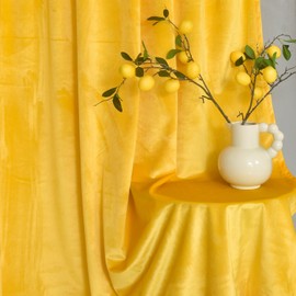 Mustard Yellow Velvet Curtains 84 Inches Long Blackout Thermal Insulated Soundproof Curtain Privacy Room Darkening Curtains Grommet Window Drapes for Bedroom Living Room Set of 2