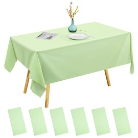 DIYJEP 6 Pack Sage Green Disposable Table Cloth, 137x274cm Plastic Tablecloth, Rectangle Large Party Tablecloths, Plastic Table Cover for Picnic Baby Shower Wedding Birthday Christmas Decorations