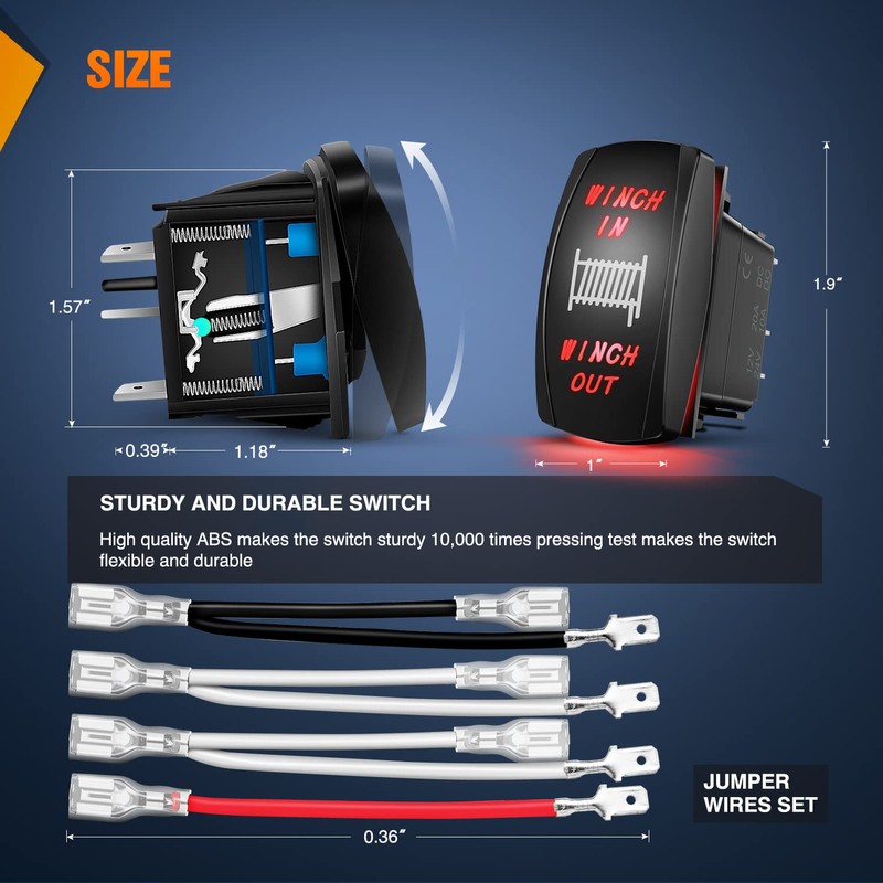 Nilight Winch Rocker Switch Momentary Toggle Switch ON Off ON