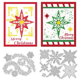 INFUNLY 2pcs Christmas Snowflakes Metal Die Cuts Stars Theme Cutting Die for Card Making Merry Christmas Cutting Dies Snowflakes Stars Metal Embossing Die Cuts for DIY Scrapbooking Album Decorative