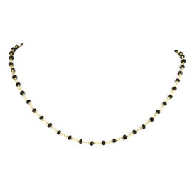 Spyglass Designs 14k Gold Filled Black Spinel Necklace Faceted Beaded Goldtone Chain, 18"