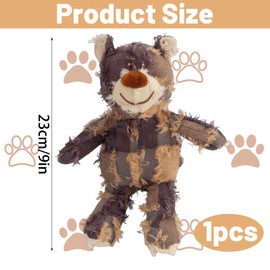 SrgPui Dog Teddy Toy for Pets, Indestructible Dog Toys for Large and Small Dogs, Tough Chew Toy with Squeaker for Anxiety Relief and Teeth Cleaning, 1-Pack
