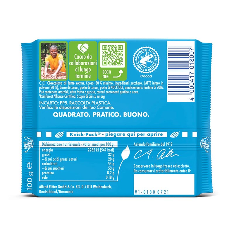 Ritter Sport Alpenmilch, 12er Pack (12 x 100 g Packung)