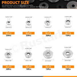 Rustark 140Pcs 8 Sizes #8#10#12#14 304 Stainless Steel Neoprene Sealing Washers Metal Bonded EPDM Rubber Washers Gasket Assortment Kit