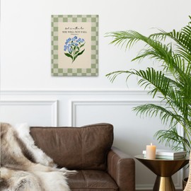 PHAMTE Christian Floral Wall Art Decor Canvas, Bible Verse Psalm 46:5 Scripture Pictures Wall Decor Decorations Art, Green Checkered Floral Framed Prints Artwork for Home Bedroom Office Church 11x14