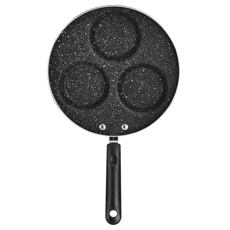3 Round Holes Non Stick Coating Eggs Frying Pan Home