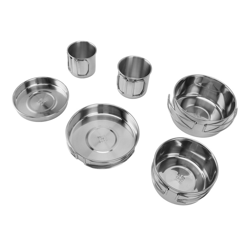 6PCS Portable Cookware Set Rapid Heating 304 Stainless Steel Efficient