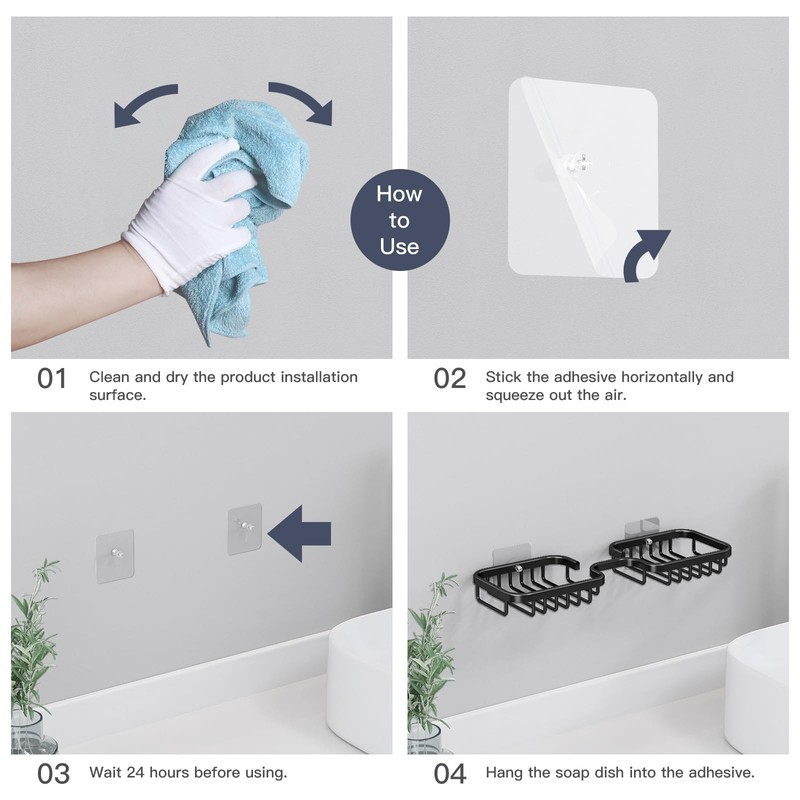 Soap Dish Holder for Shower, Adhesive Tape On Back, Accessory