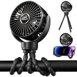 LISAPRO Ventilador Portátil, 3 Velocidades, Ventilador de Escritorio Personal, Ventilador de Cochecito Portátil, Ventilador de Mano con Carga USB para Exteriores, Oficina, Viajes(Negro)