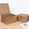 Moosky Wicker Shelf Baskets with Lid, Handwoven Seagrass Storage Basket