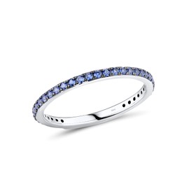 Santuzza 925 Sterling Silver Stackable Ring Blue Nano Cubic Zirconia Engagement Wedding Band Stacking Ring for Women (7)