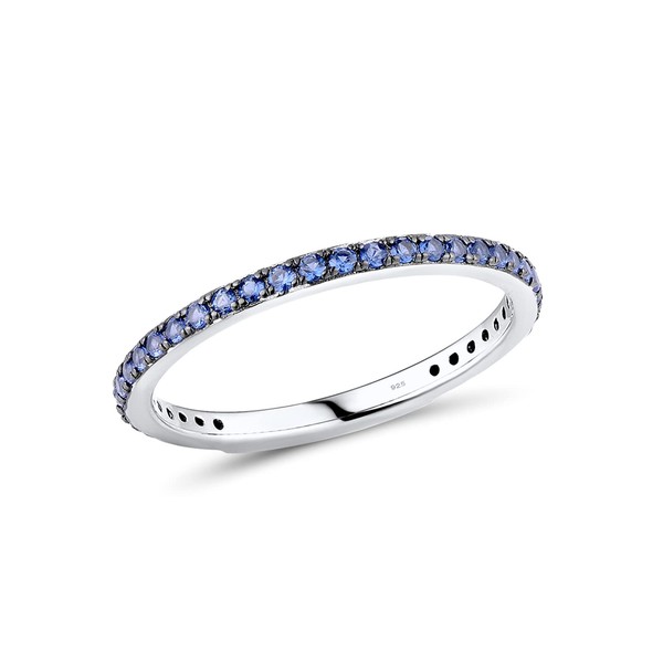 Santuzza 925 Sterling Silver Stackable Ring Blue Nano Cubic Zirconia