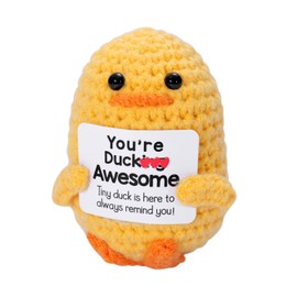 Inspirational Positive Crochet Duck, You're Duck Awesome Desk Decor with Affirmations Cards, Emotional Support Cheer Up Gifts for Friends Female, Funny Birthday Valentines Gift for Women