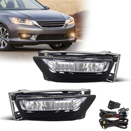 SPIEGEER Fog Lights Assembly for 2013 2014 2015 Honda Accord 4-door Sedan Replacement Kit with Wiring And Switch H8 12V 35W Halogen Bulbs(Clear Lens)