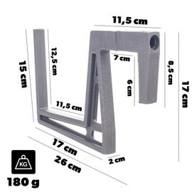 KADAX Plastic Balcony Box Holder, Flower Box Holder, No Drilling, Adjustable Hooks and Holder for Flower Box, Balcony Box Holder for Balcony (Anthracite Set of 2)