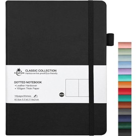 COZY CORE Dotted Journal Notebook, 80 Sheets/ 160 Pages, 215mm x 150mm Medium Size, 100 GSM Thick Paper, Hardcover, Black - Perfect for Bullet Journaling, Sketching & Note-Taking (Black)